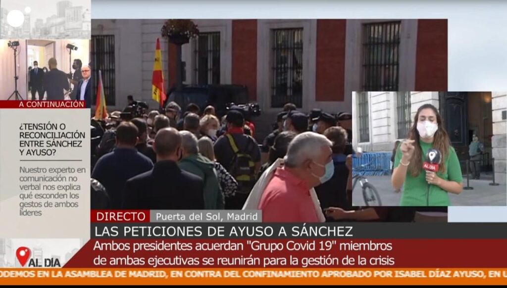 Lidia Ruiz informa de La Puerta del Sol de la manifestación contra Pedro Sánchez.