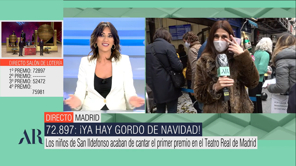 Una reportera de Telecinco rompe a llorar con el ‘Gordo’ de Navidad y emociona a Patricia Pardo: «Se me quiebra la voz»