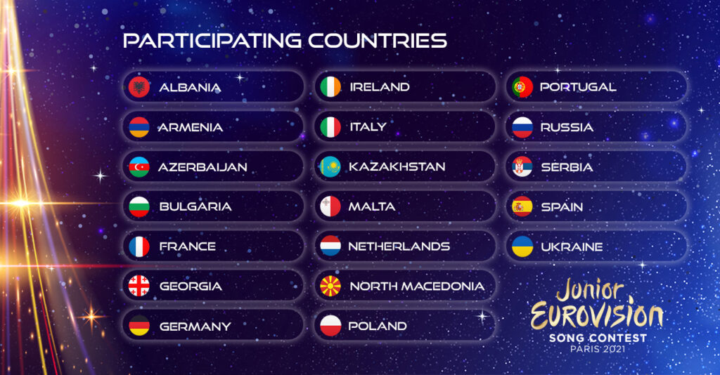 Eurovisión Junior 2021 confirma sus 19 participantes.