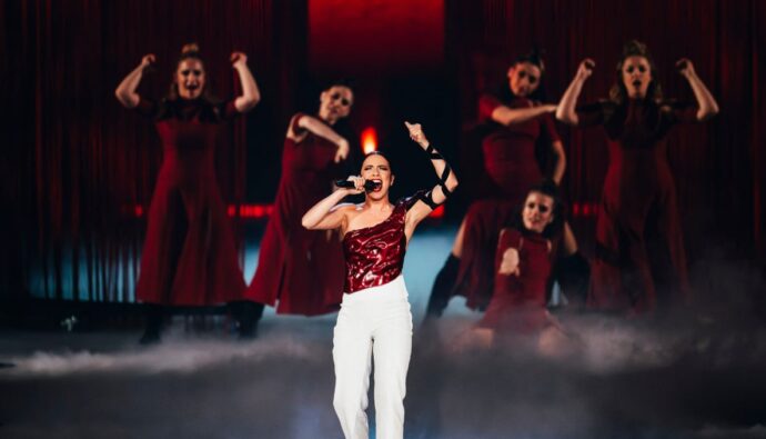 Blanca Paloma en su tercer ensayo en Eurovisión 2023.