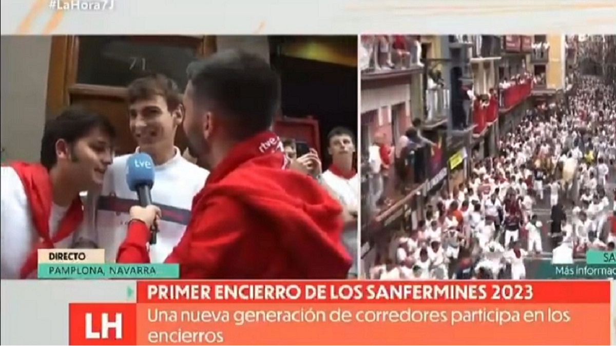 'La Hora de La 1' corta el directo con los Sanfermines por lo que se oye de Pedro Sánchez