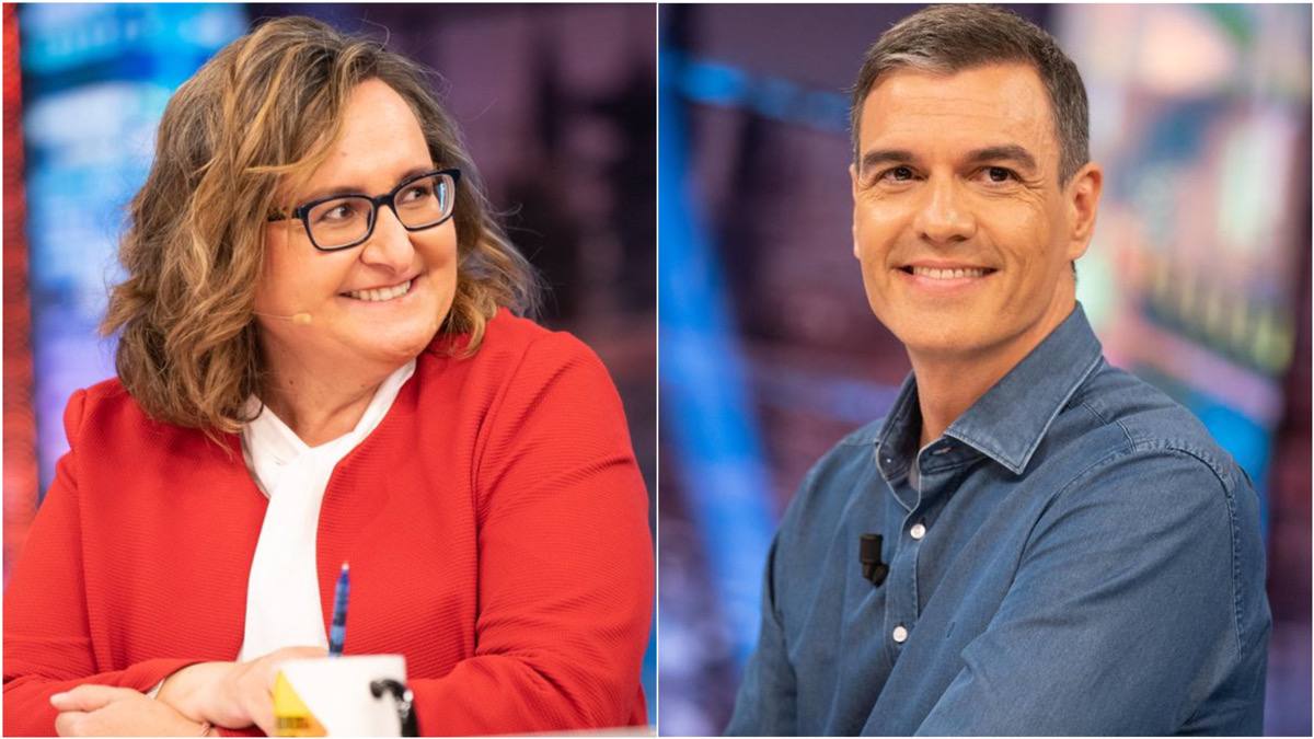 La guionista de 'El Hormiguero' María Dabán y Pedro Sánchez.