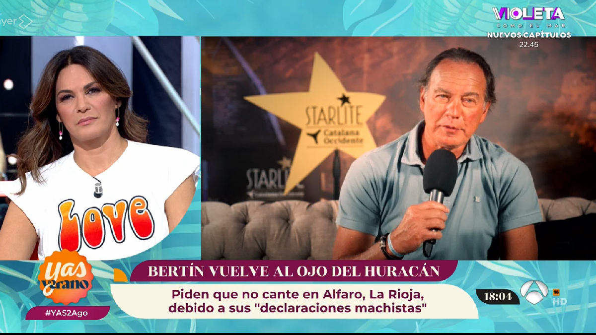 Fabiola Martínez defiende a Bertín Osborne en 'YAS Verano'.