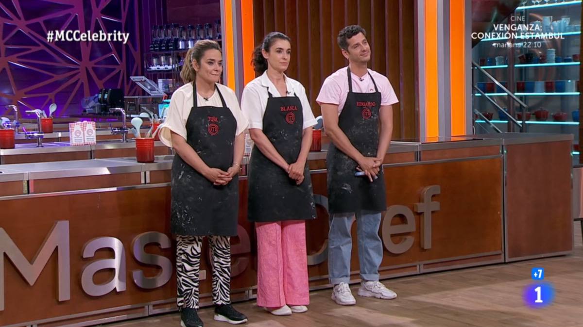 Toñi Moreno, Blanca Romero y Eduardo Casanova en 'MasterChef Celebrity'.