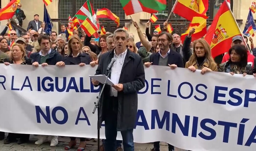 Miguel Ángel Idígoras (TVE) en la manifestación del PP en Euskadi.