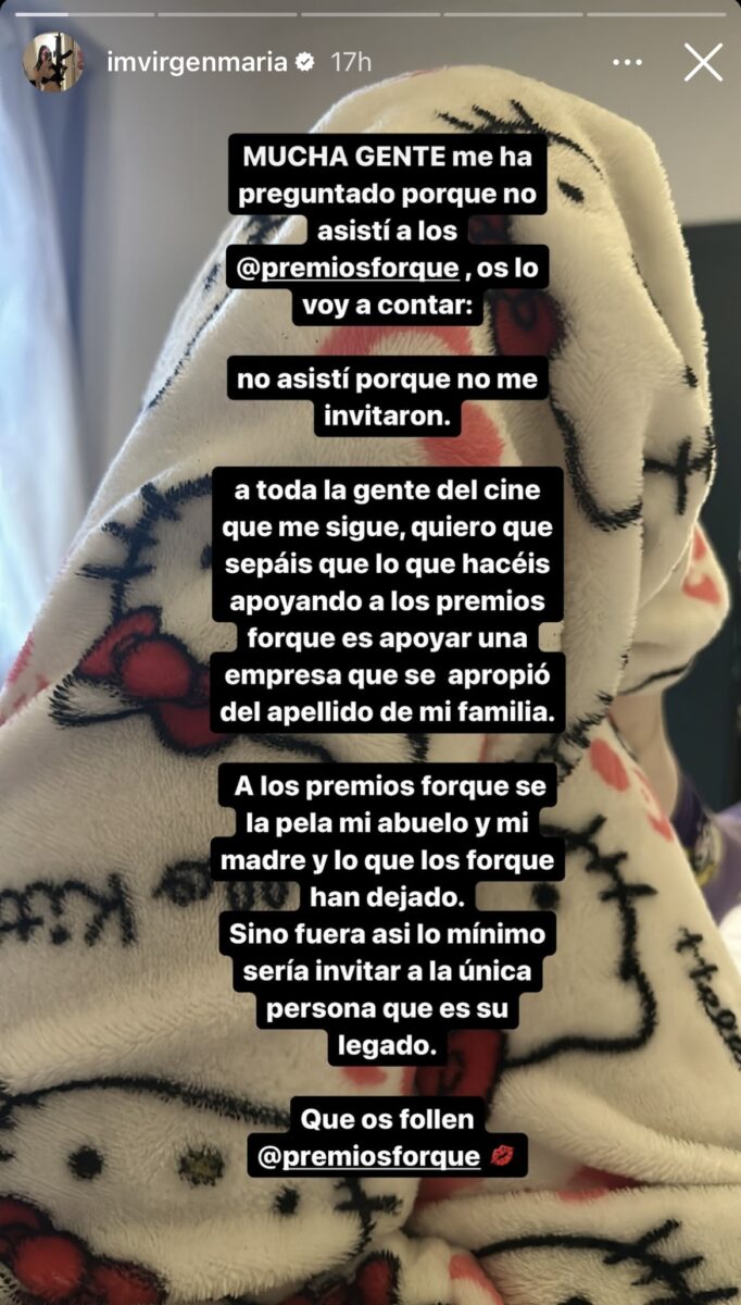Story de María Forqué en Instagram