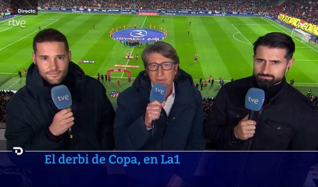 Juan Carlos Rivero, Mario Suárez y Rubén de la Red en la retransmisión de Copa del Rey.