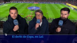 Juan Carlos Rivero, Mario Suárez y Rubén de la Red en la retransmisión de Copa del Rey.