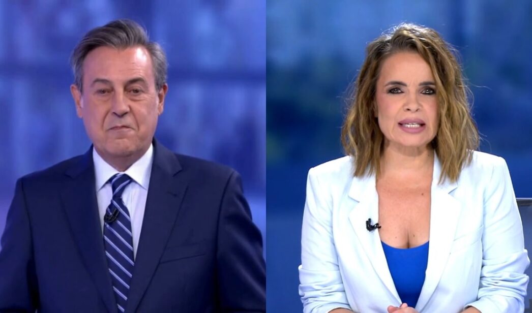 Pepe Ribagorda y Carme Chaparro en 'Informativos Telecinco'.