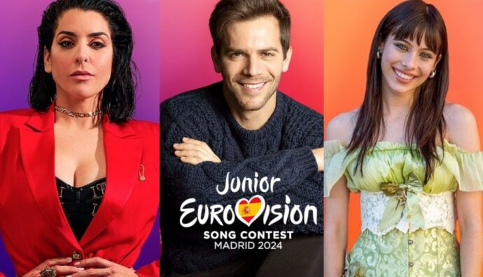 Ruth Lorenzo, Marc Clotet y Melani García, presentadores de Eurovisión Junior 2024.