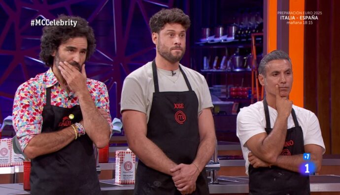 Raúl Gómez, José Lamuño y Pitingo en 'MasterChef Celebrity'.