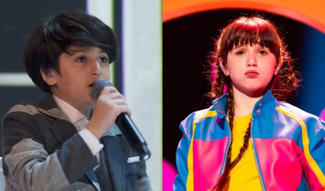 Andria Putkaradze (Georgia) y Chloe DeLaRosa (España) en Eurovisión Junior 2024.