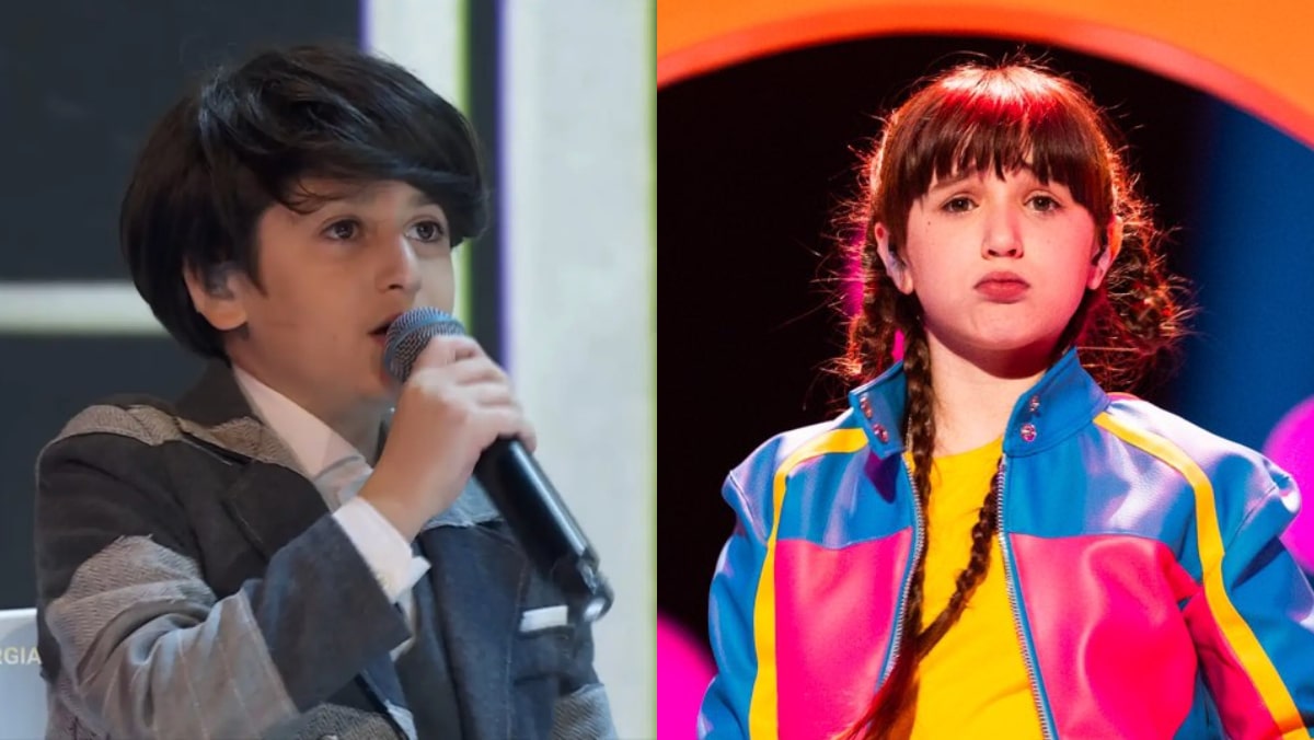 Andria Putkaradze (Georgia) y Chloe DeLaRosa (España) en Eurovisión Junior 2024.