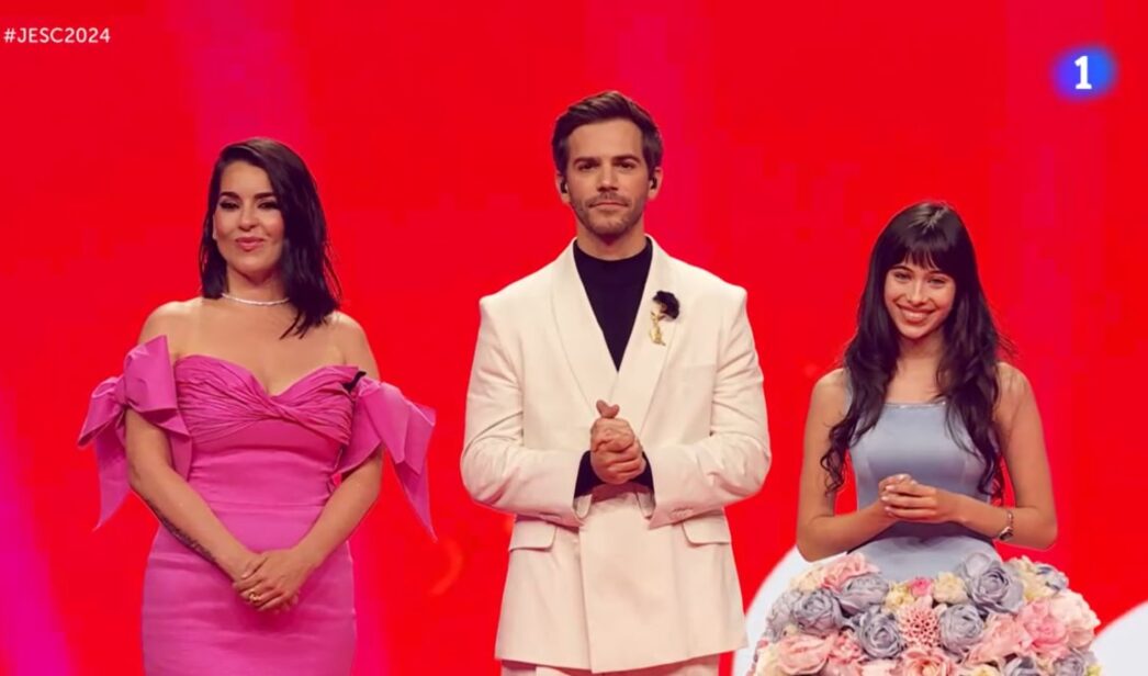 Ruth Lorenzo, Marc Clotet y Melani García en 'Eurovisión Junior 2024'.