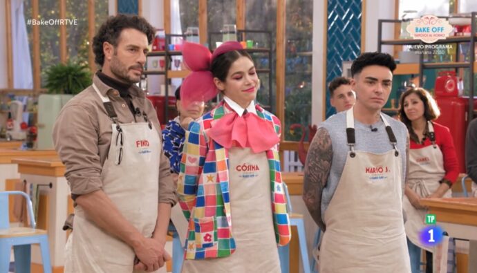 Finito, Cósima y Mario Jefferson en 'Bake off: famosos al horno'.