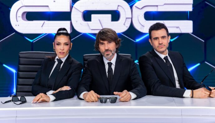 Lorena castell, Santi Millán y Pablo González-Batista en 'Caiga quién caiga'.