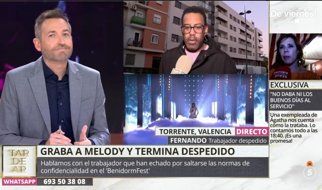 Frank Blanco entrevista al trabajador despedido del Benidorm Fest en 'TardeAR'.