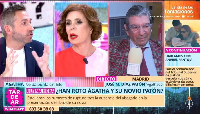 Frank Blanco, Ágatha Ruiz de la Prada y José Manuel Díaz-Patón en 'Tardear'.