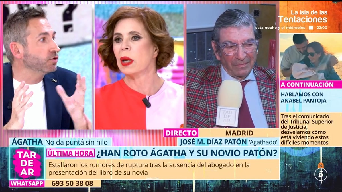 Frank Blanco, Ágatha Ruiz de la Prada y José Manuel Díaz-Patón en 'Tardear'.