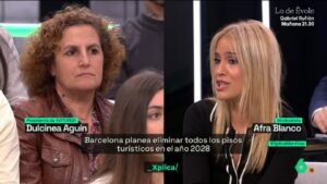 Afra Blanco y una empresaria en 'La Sexta Xplica'.