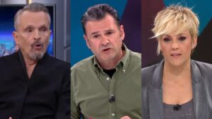 Miguel Bosé, Iñaki López y Cristina Pardo.