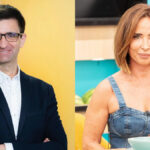 El presidente de RTVE, José Pablo López, y María Patiño en 'La familia de la tele'.