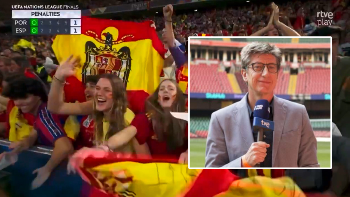 Juan Carlos Rivero y la bandera franquista que se vio en el Portugal-España en La 1