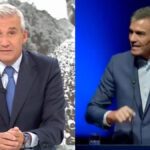 Víctor Arribas, presentador de Telemadrid y Pedro Sánchez