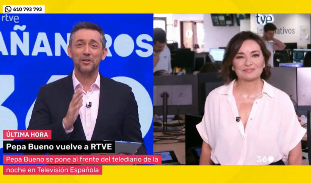 Javier Ruiz da la bienvenida a Pepa Bueno en TVE