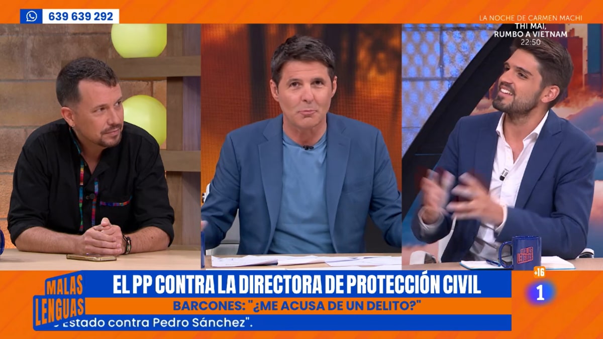 Pablo Iglesias, Jesús Cintora y Hugo Pereira en 'Malas Lenguas'.