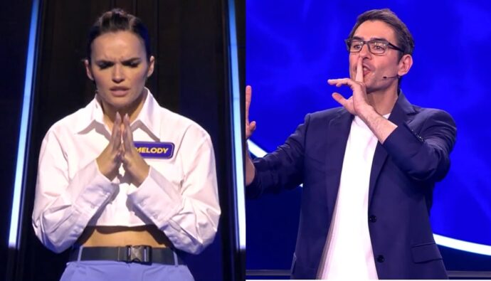 Melody y Juanra Bonet en 'Juego de pelotas'.