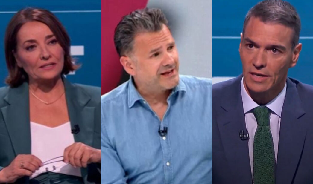 Pepa Bueno, Iñaki López y Pedro Sánchez