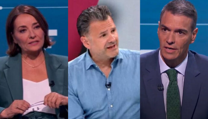 Pepa Bueno, Iñaki López y Pedro Sánchez