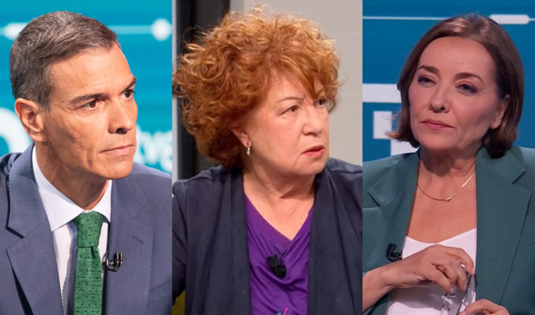 Pedro Sánchez, Rosa Villacastín y Pepa Bueno en el 'Telediario'