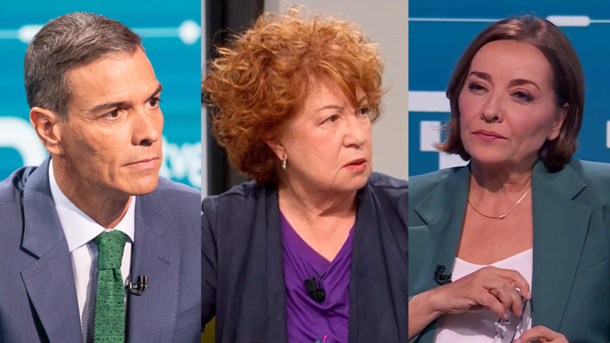 Pedro Sánchez, Rosa Villacastín y Pepa Bueno en el 'Telediario'