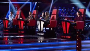 Mika, Pablo López, Malú y Sebastián Yatra en 'La Voz'.