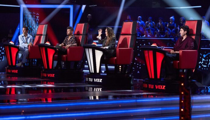 Mika, Pablo López, Malú y Sebastián Yatra en 'La Voz'.