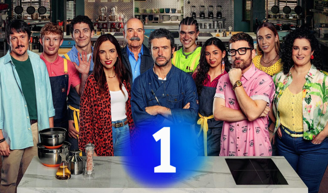 Montaje con el reparto de 'Sin Gluten' y el logo de La 1