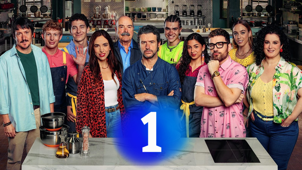 Montaje con el reparto de 'Sin Gluten' y el logo de La 1