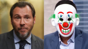 Óscar Puente y Antonio Naranjo convertido en payaso