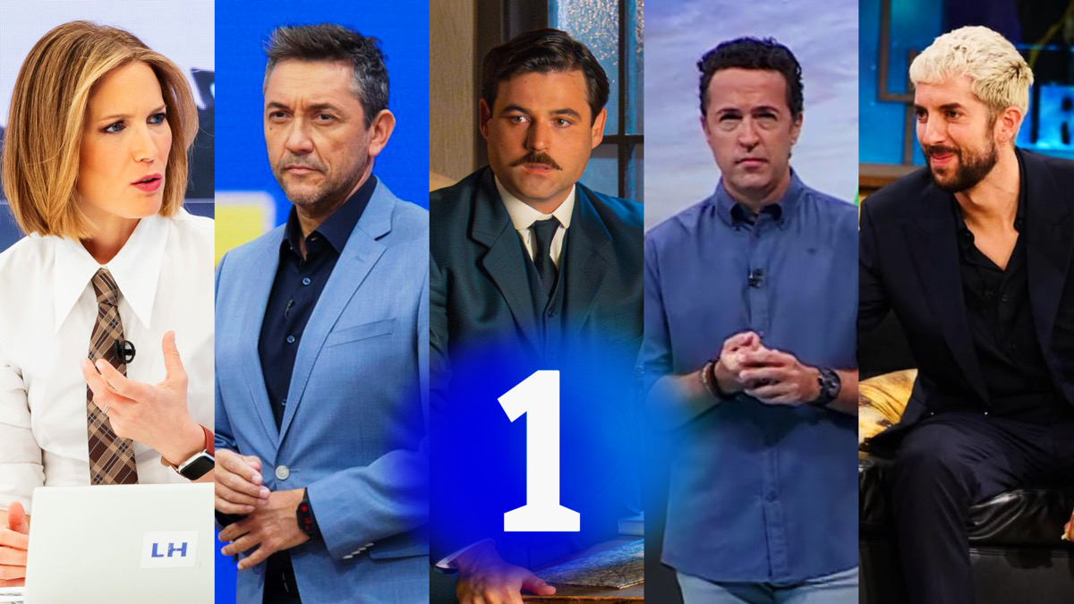 Fotomontaje con rostros de TVE y el logo de La 1
