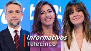 Carlos Franganillo, Ángeles Blanco e Isabel Jiménez ('Informativos Telecinco')