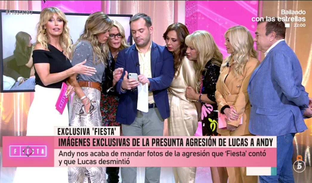Andy revela en 'Fiesta' una brutal agresión de Lucas en los camerinos