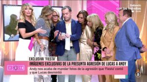 Andy revela en 'Fiesta' una brutal agresión de Lucas en los camerinos