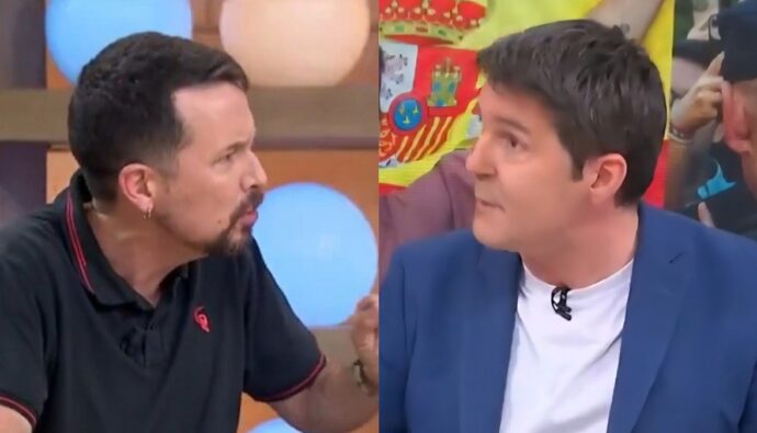 Pablo Iglesias y Jesús Cintora discuten en 'Malas lenguas'.