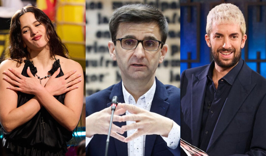 Rosalía, José Pablo López y David Broncano