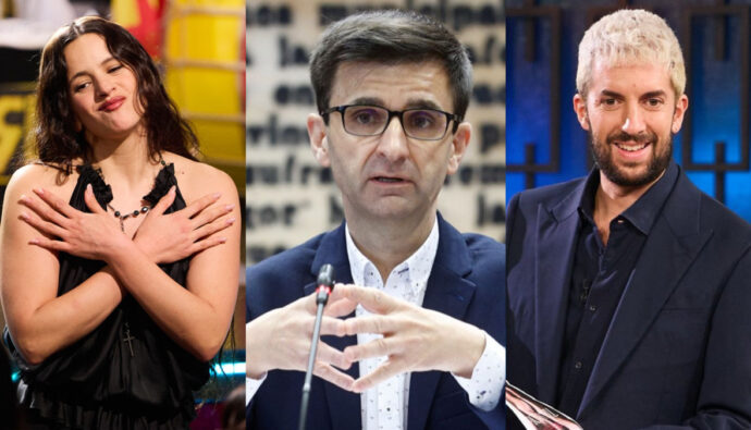 Rosalía, José Pablo López y David Broncano