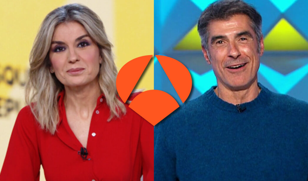Sandra Golpe, Jorge Fernández y el logo de Antena 3