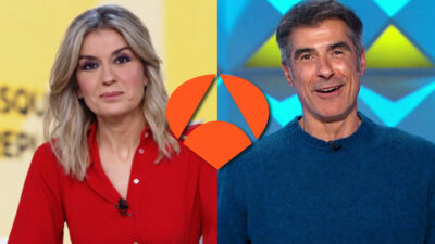 Sandra Golpe, Jorge Fernández y el logo de Antena 3