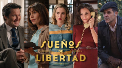 Montaje con los nuevos fichajes de 'Sueños de Libertad' y logo de la serie